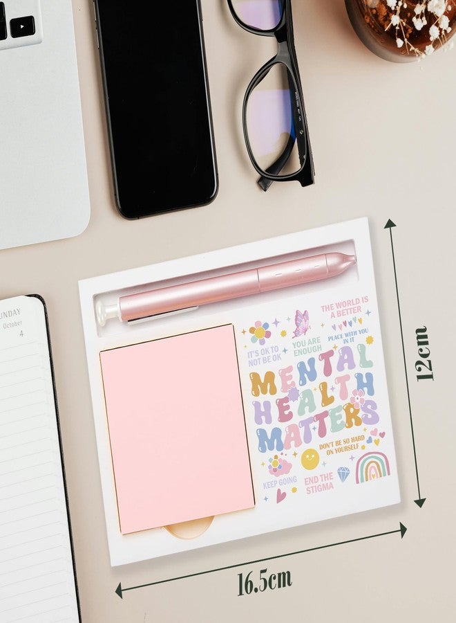 akeke Mental Health Matters Sticky Note Holder, Positive Vibes Be Yourself Motivational Gifts for Coworker Employees Bestie Sister Special Teacher Friends Self-Stick Note Pad Holders BBY11 - Image 2