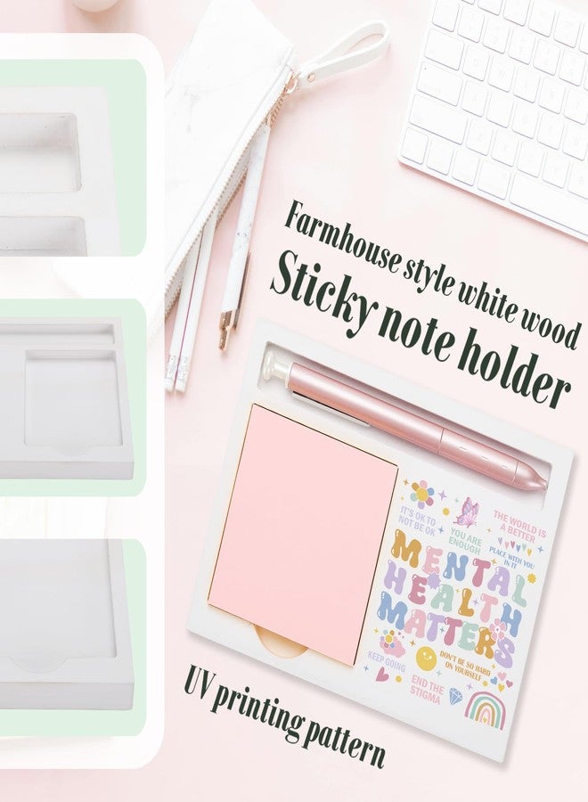 akeke Mental Health Matters Sticky Note Holder, Positive Vibes Be Yourself Motivational Gifts for Coworker Employees Bestie Sister Special Teacher Friends Self-Stick Note Pad Holders BBY11 - Image 3