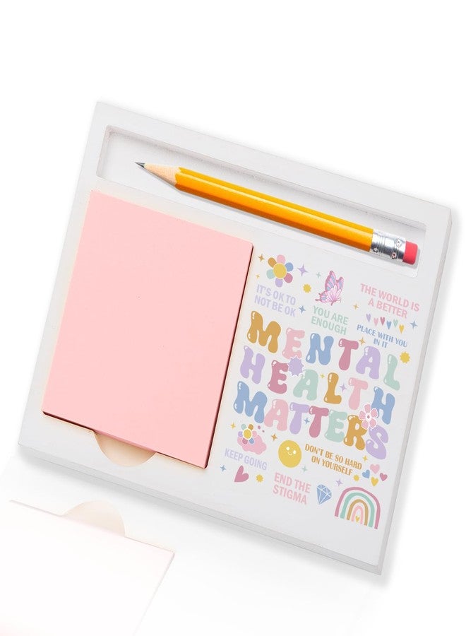 akeke Mental Health Matters Sticky Note Holder, Positive Vibes Be Yourself Motivational Gifts for Coworker Employees Bestie Sister Special Teacher Friends Self-Stick Note Pad Holders BBY11 - Image 1