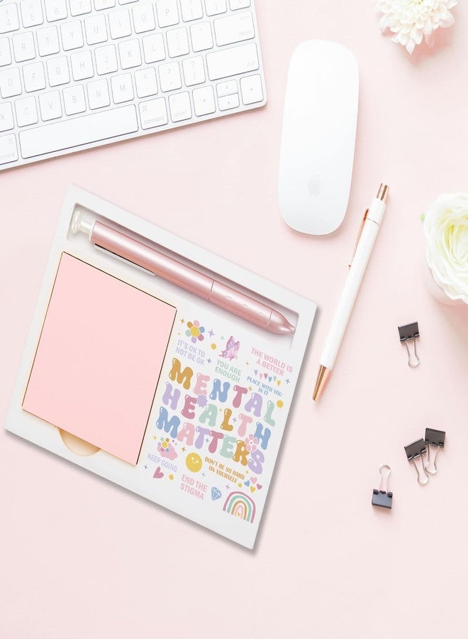 akeke Mental Health Matters Sticky Note Holder, Positive Vibes Be Yourself Motivational Gifts for Coworker Employees Bestie Sister Special Teacher Friends Self-Stick Note Pad Holders BBY11 - Image 4