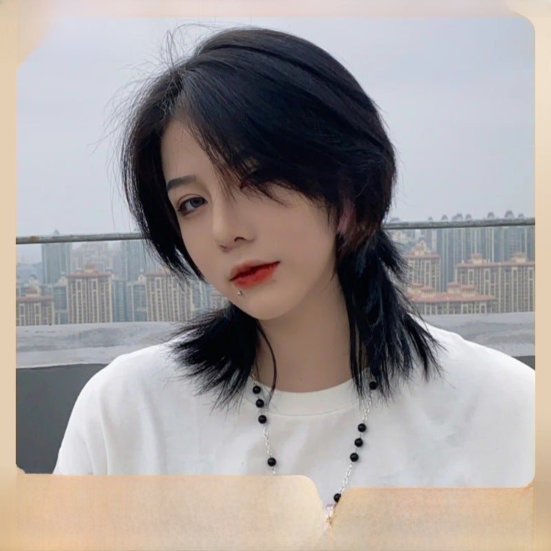 Generic Wolf Tail Short Wig Unisex Samurai Style Creamy-white