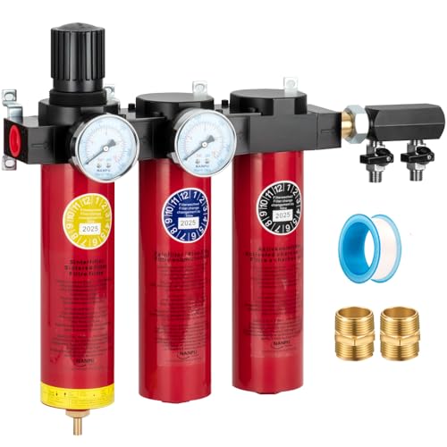 NANPU Z Series 3-Stage Air Filtration System - Sintered, Fine, & Charcoal Filters, 3/4" NPT Inlet, 1/4" NPT Outlet Module, 0-230 psi Gauge, 127 CFM @ 6 bar, Metal Housing, Heat Resistant to 248°F - Image 1