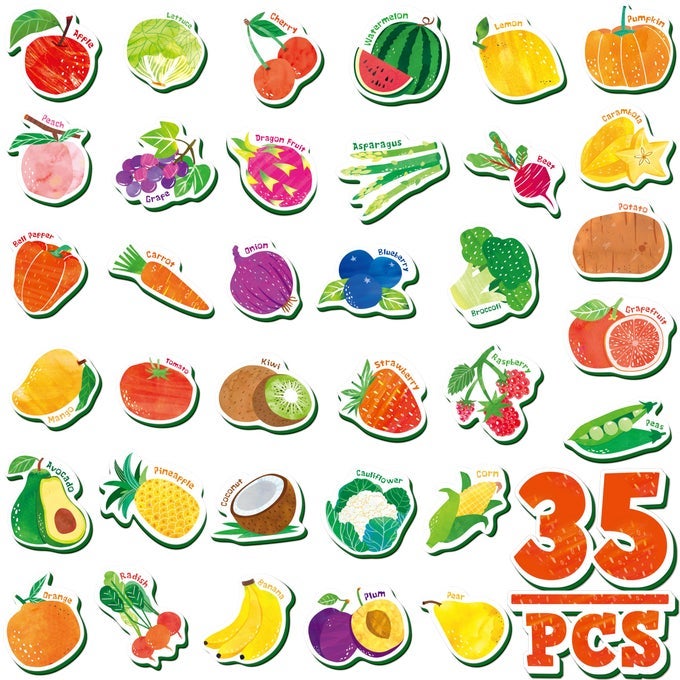 35 PCS FRUIT VEGETABLE MAGNETS ADORABLE MAGNETIC FRUITS VEGGIES THICK FOAM FRIDGE MAGNETS CUTE EDUCATIONAL LEARNING TOYS FOR TODDLES KIDS