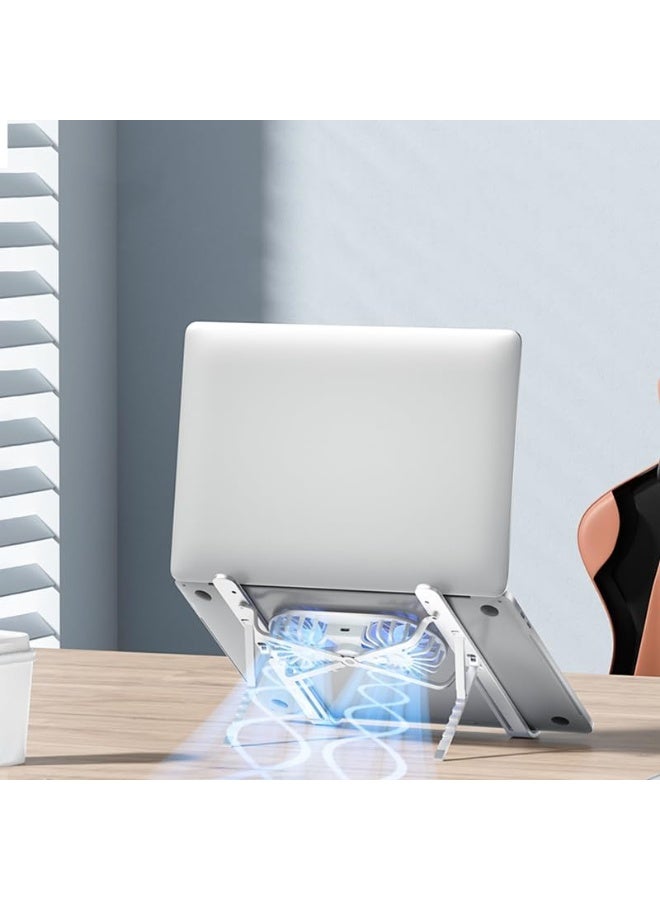 Laptop Stand with Cooling Fans, Aluminum Foldable and Portable Laptop Holder for Desk, Ventilated Cooling Notebook Stand with Low-Noise Fans for All 10-17” Notebook Computer-with Light - Image 3