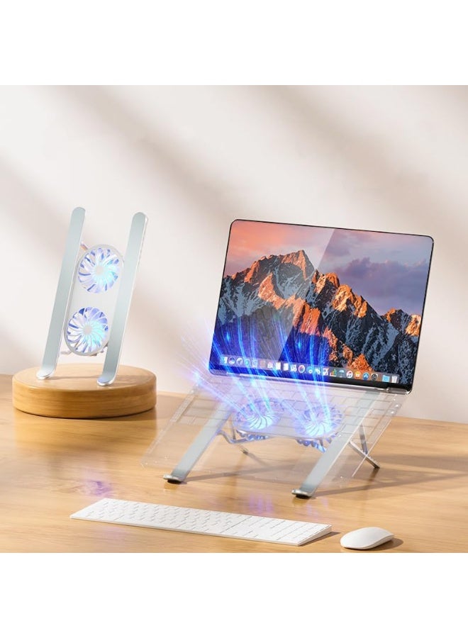 Laptop Stand with Cooling Fans, Aluminum Foldable and Portable Laptop Holder for Desk, Ventilated Cooling Notebook Stand with Low-Noise Fans for All 10-17” Notebook Computer-with Light - Image 4