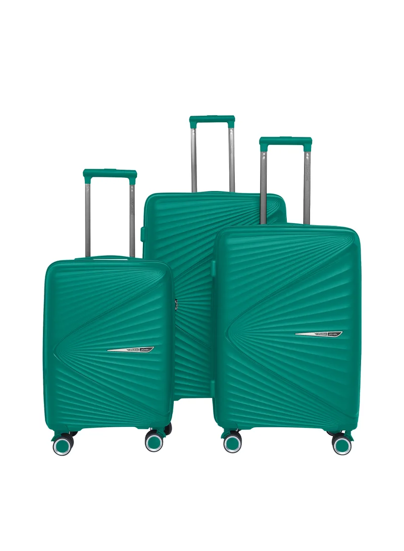 بارا جون Luggage Sets 3 Piece With Trolley Set With Lightweight Polypropylene Shell 8 Spinner Wheels For Travel Green