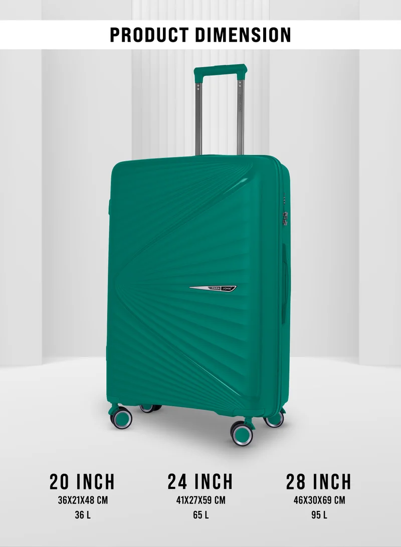 بارا جون Luggage Sets 3 Piece With Trolley Set With Lightweight Polypropylene Shell 8 Spinner Wheels For Travel Green