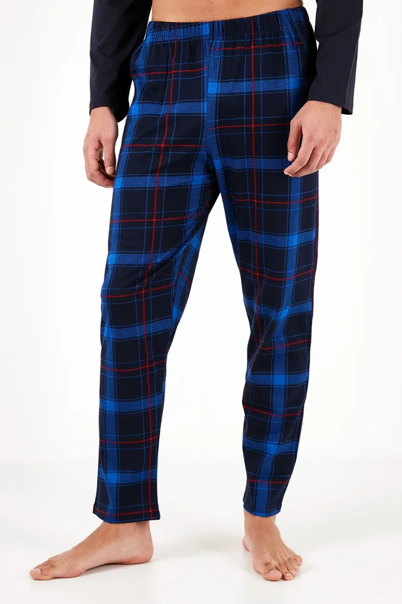 Buratti Plaid Cotton Regular Fit Long Sleeve Pajama Set Men's Pajama Set 6572005
