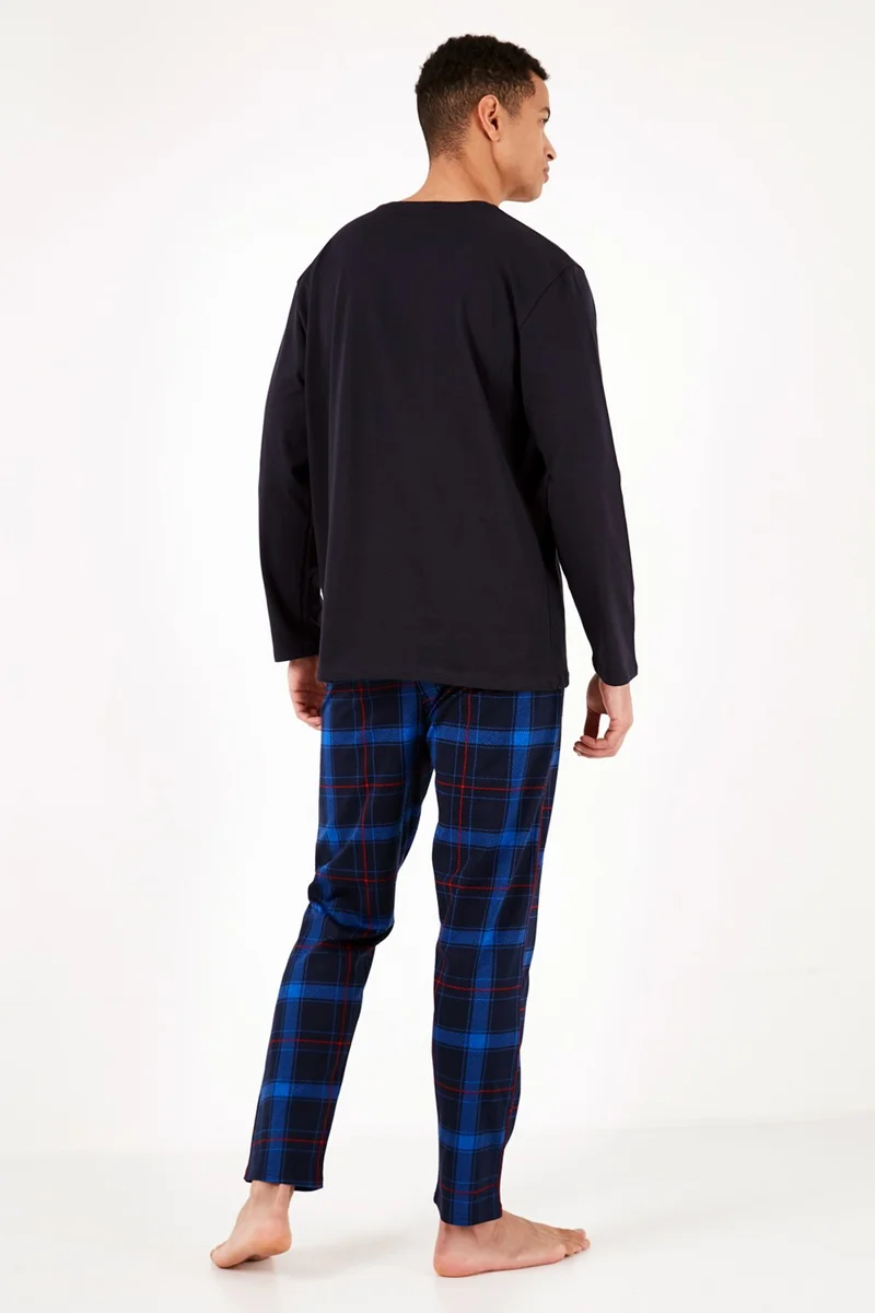 Buratti Plaid Cotton Regular Fit Long Sleeve Pajama Set Men's Pajama Set 6572005
