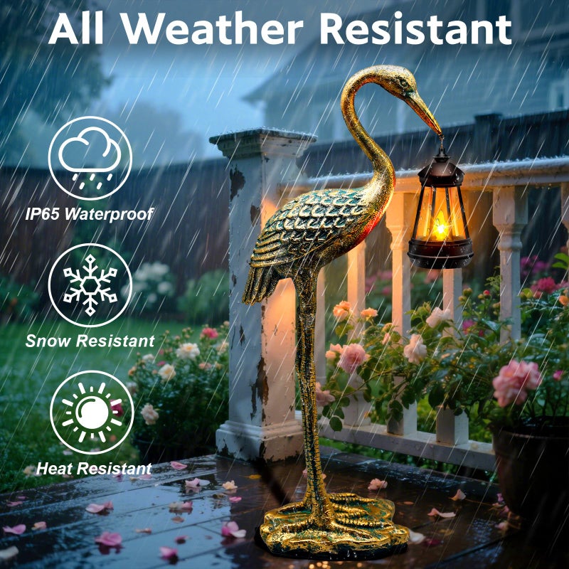 yulloyello Solar Garden Statue Crane Figurine, Outdoor Hanging Solar Lanterns, 17.7 Inch Blue Heron Sculpture Statue for Patio Yard Porch, Garden Decor for Outside Birthday Gifts for Mom, Women Mother's Day - Image 4