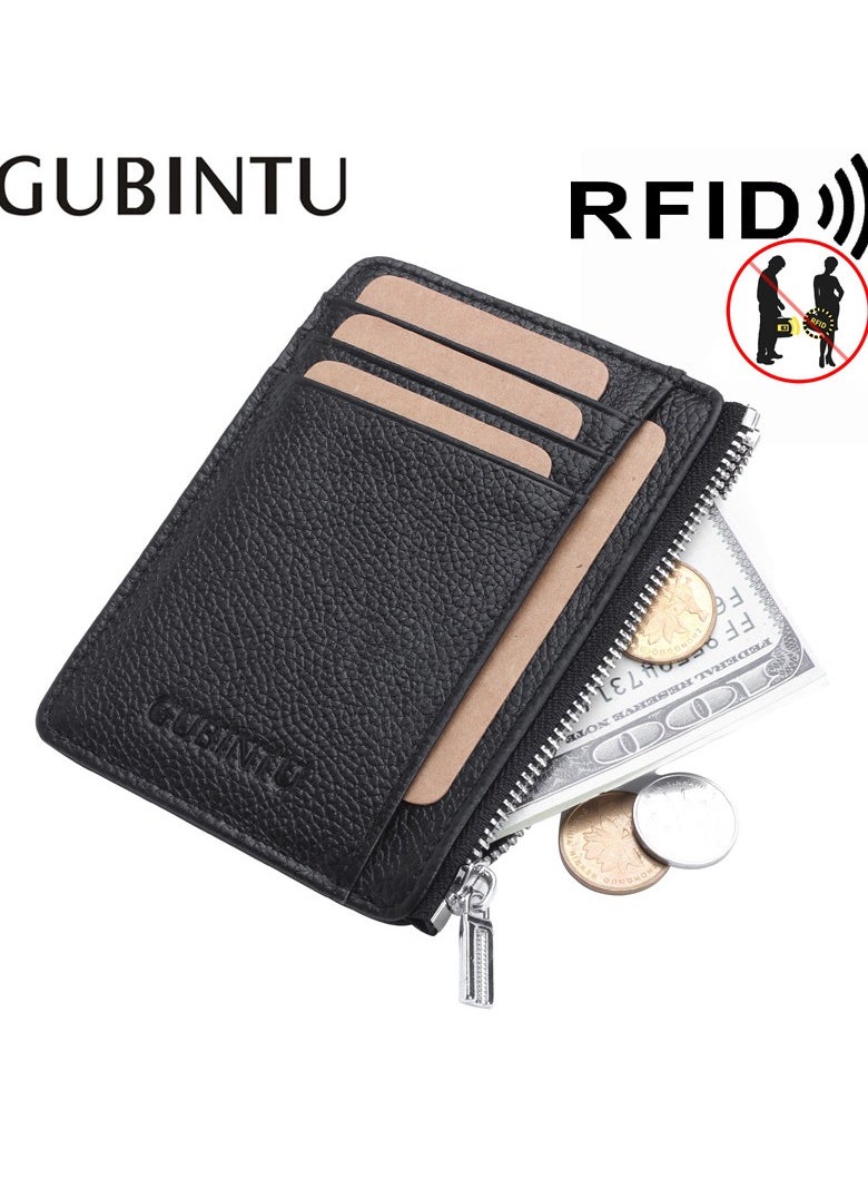 GUBINTO - Cowhide card holder RFID antimagnetic leather multifunctional zipper card holder - Image 1