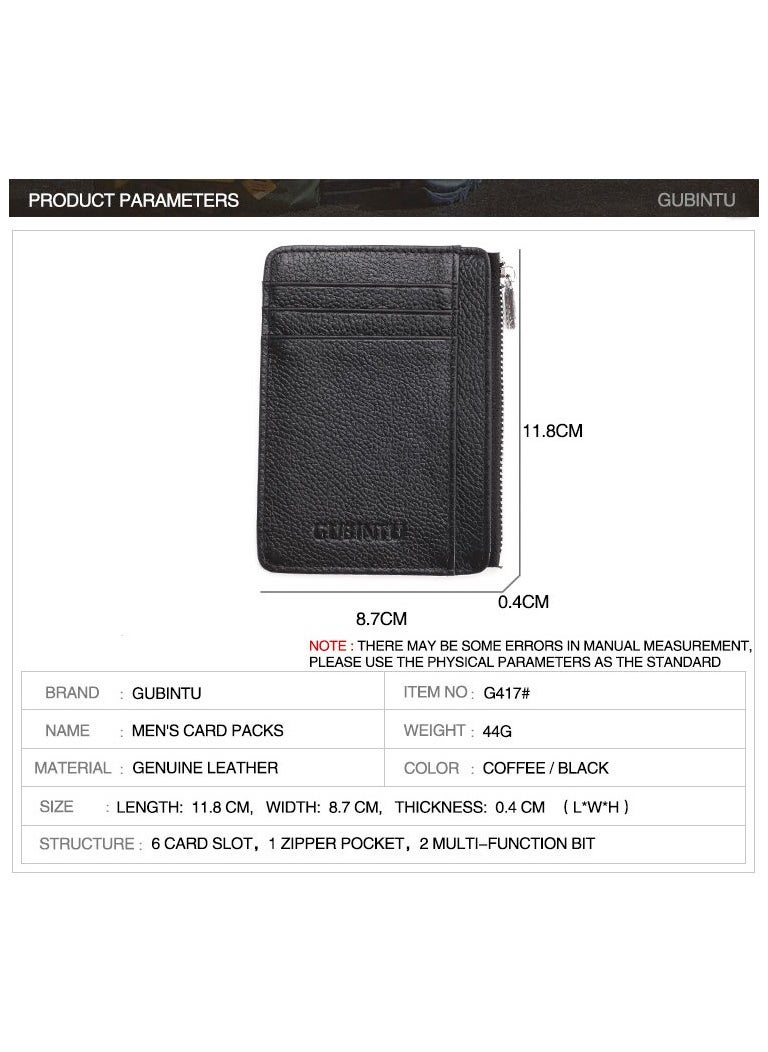GUBINTO - Cowhide card holder RFID antimagnetic leather multifunctional zipper card holder - Image 1