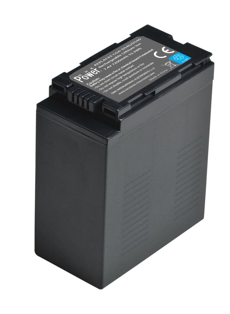 DMK Power بطارية ليثيوم أيون قابلة لإعادة الشحن DMK Power CGA-D54S بسعة 7200 مللي أمبير متوافقة مع باناسونيك CGR-D54S D54D DVC180B MDH2 AG-HPX250 AG-HPX173MC DVX100AE AG-HPX260MC MDH2 كاميرا كامكوردير - Image 1