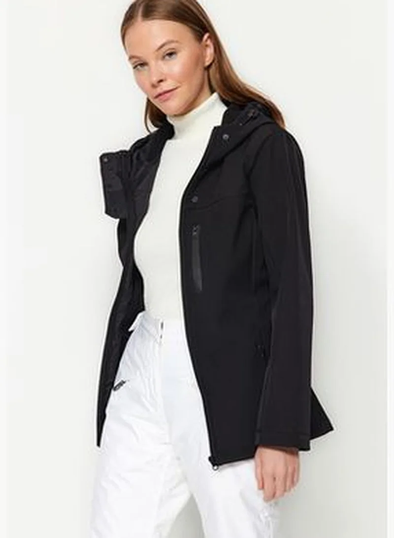trendyol Winter Essentials Black Hooded Fleece Coat