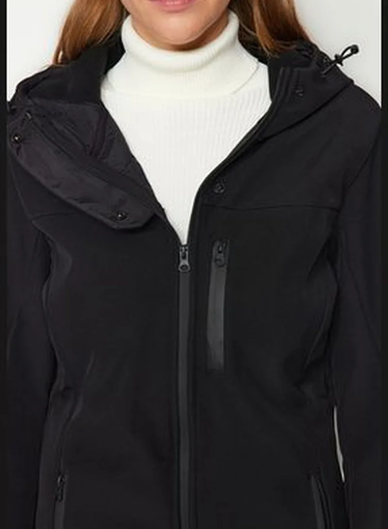 trendyol Winter Essentials Black Hooded Fleece Coat