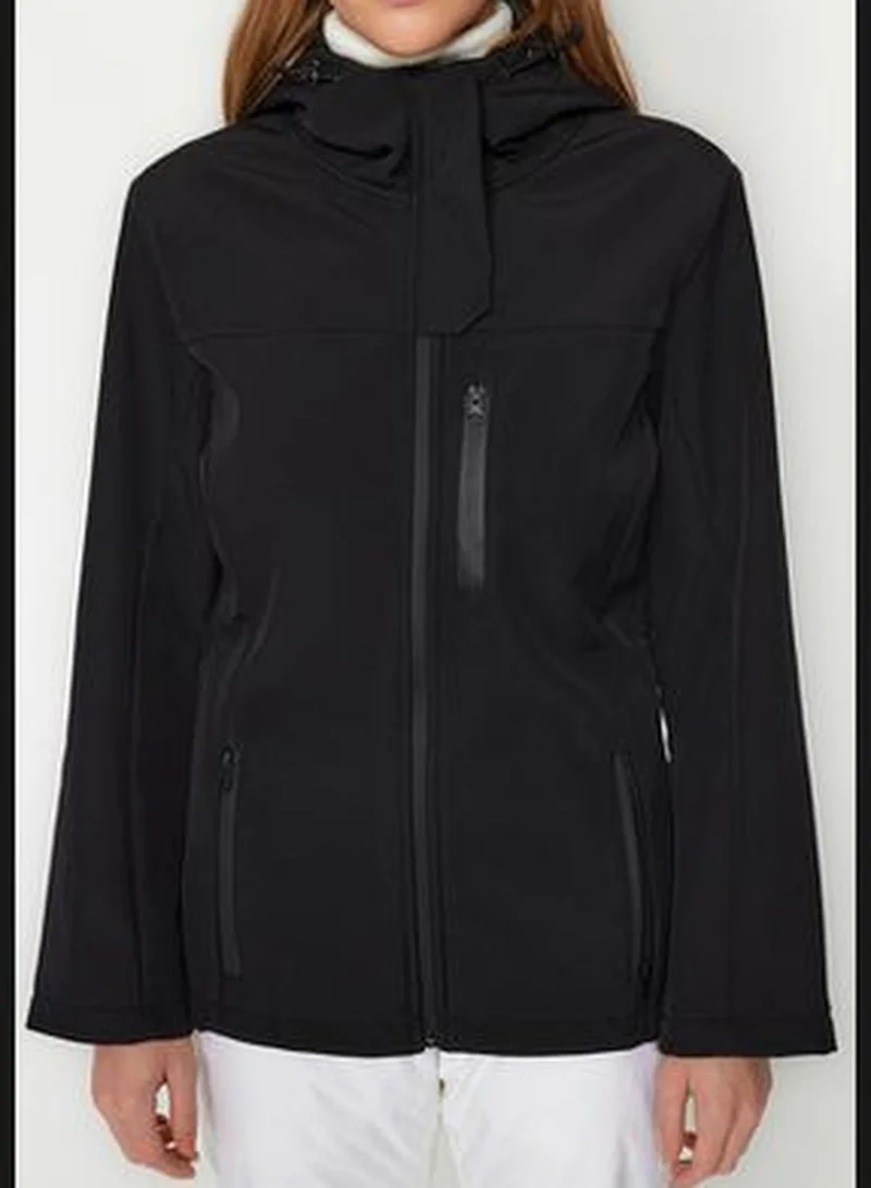 trendyol Winter Essentials Black Hooded Fleece Coat