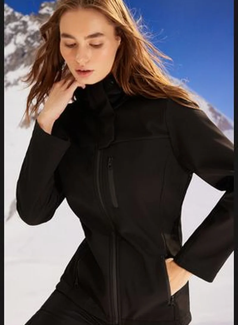 trendyol Winter Essentials Black Hooded Fleece Coat