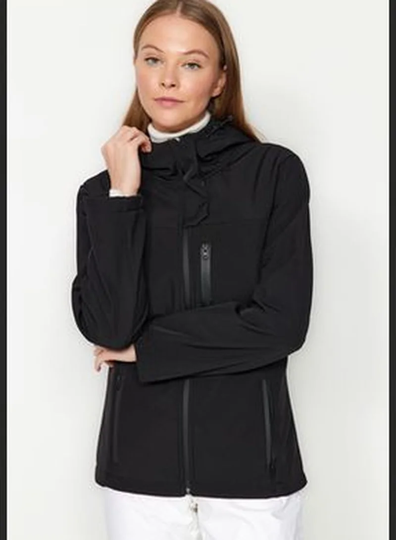 trendyol Winter Essentials Black Hooded Fleece Coat