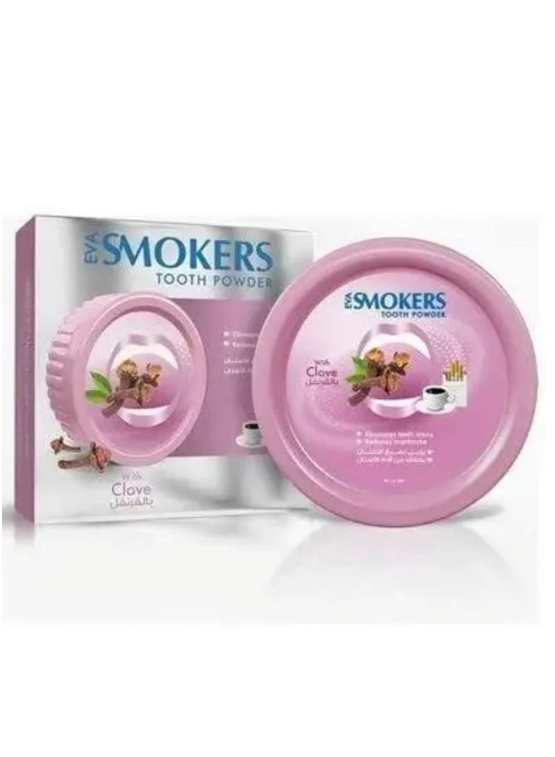 إيفا سمكورز بودر تنظيف الأسنان بزيت القرنفل