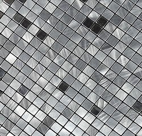 XUANINY 10-Piece Peel and Stick Backsplash for Kitchen Aluminum 3D Wall Sticker Panel Self-Adhesive Metal Mosaic Tile (11.41"x11.41" Silver) - Image 4