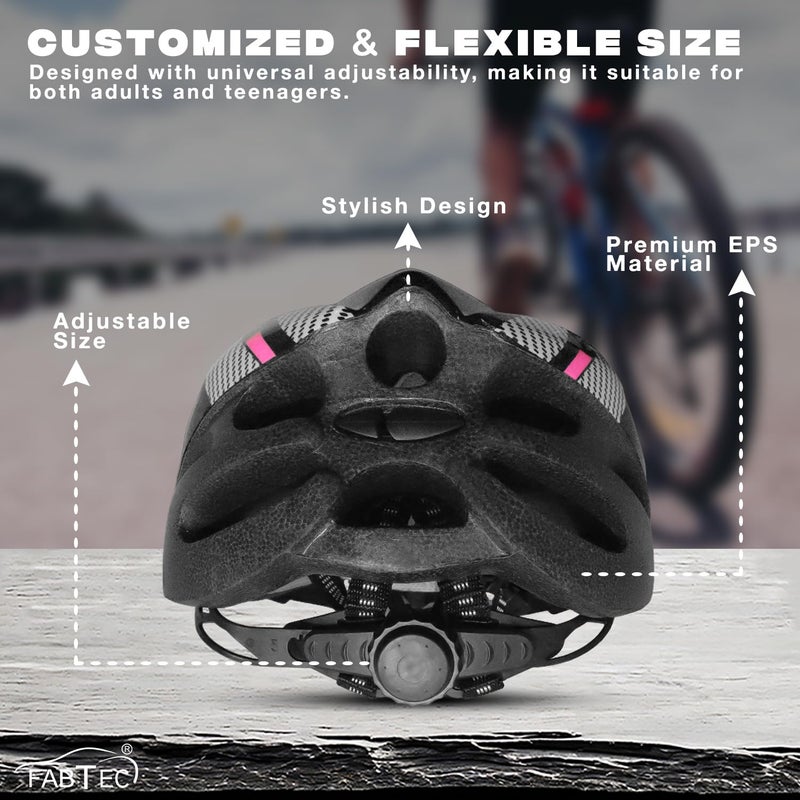 FABTEC خوذة دراجة هوائية وتزلج باللونين الوردي والأسود مع واقي قابل للفك | خوذة دراجة جبلية خفيفة الوزن مع غلاف مهوي، وحشوة ممتصة للصدمات، وحزام قابل للتعديل | مثالية للرجال والنساء والأطفال - Image 3
