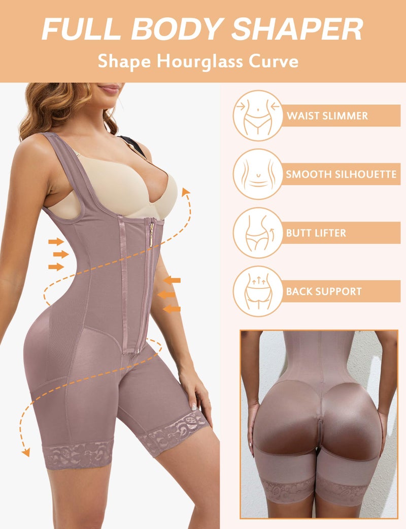 GainKee Women Slimming Shapewear Bodysuits Tummy Control Body Shaper Adjustable Strap Leotards Shaping Bodycon Jumpsuit - Image 4