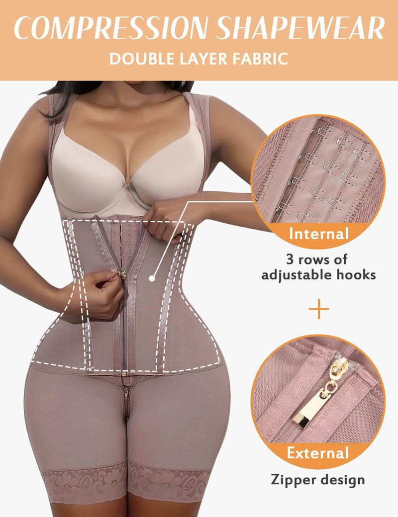 GainKee Women Slimming Shapewear Bodysuits Tummy Control Body Shaper Adjustable Strap Leotards Shaping Bodycon Jumpsuit - Image 5