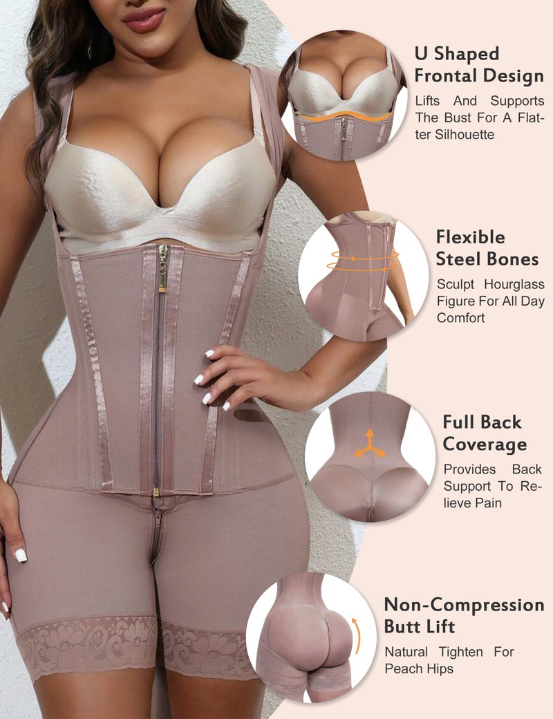 GainKee Women Slimming Shapewear Bodysuits Tummy Control Body Shaper Adjustable Strap Leotards Shaping Bodycon Jumpsuit - Image 3