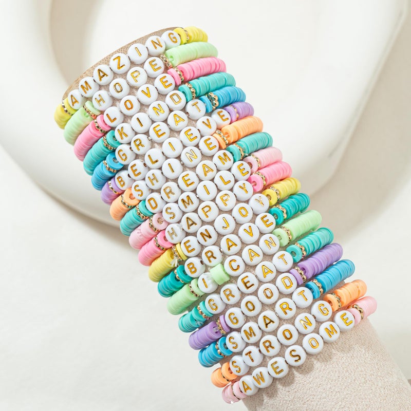 JIASHUYEYE 18Pcs Preppy Bracelets for Teen Girl, Party Favors for Kids 8-12, Inspirational Friendship Bracelets, Cute Birthday Party Favors for Tweens - Image 2