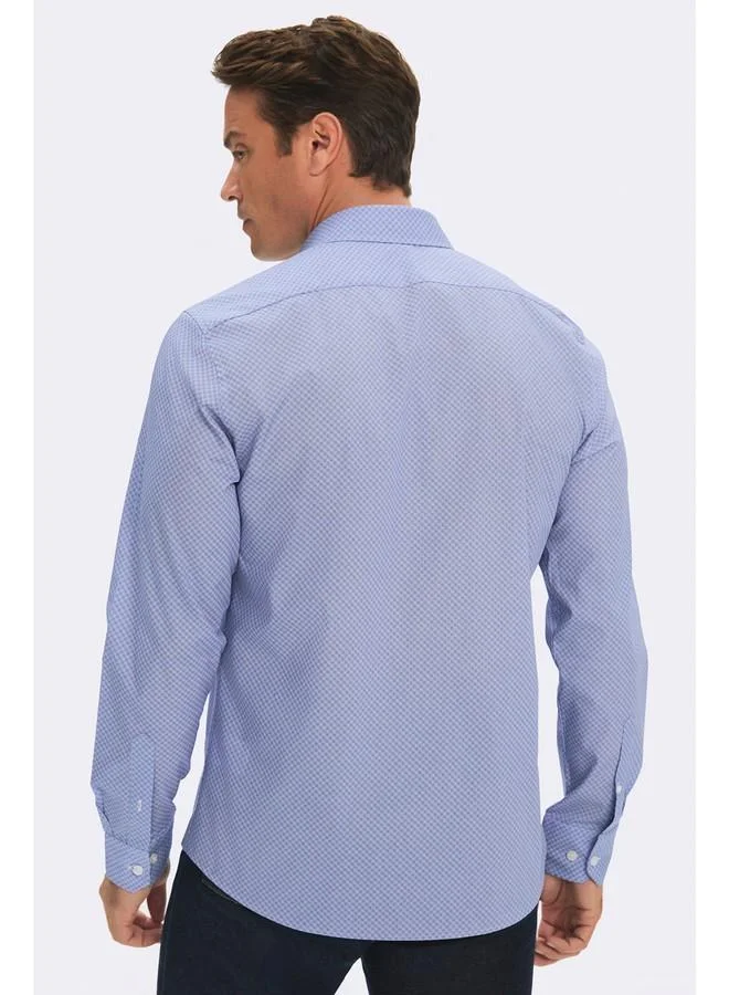 JUNE June Exclusive Men Slim Fit Patterned Shirt Blue