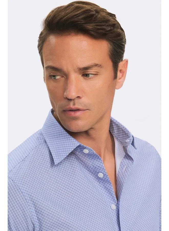 JUNE June Exclusive Men Slim Fit Patterned Shirt Blue