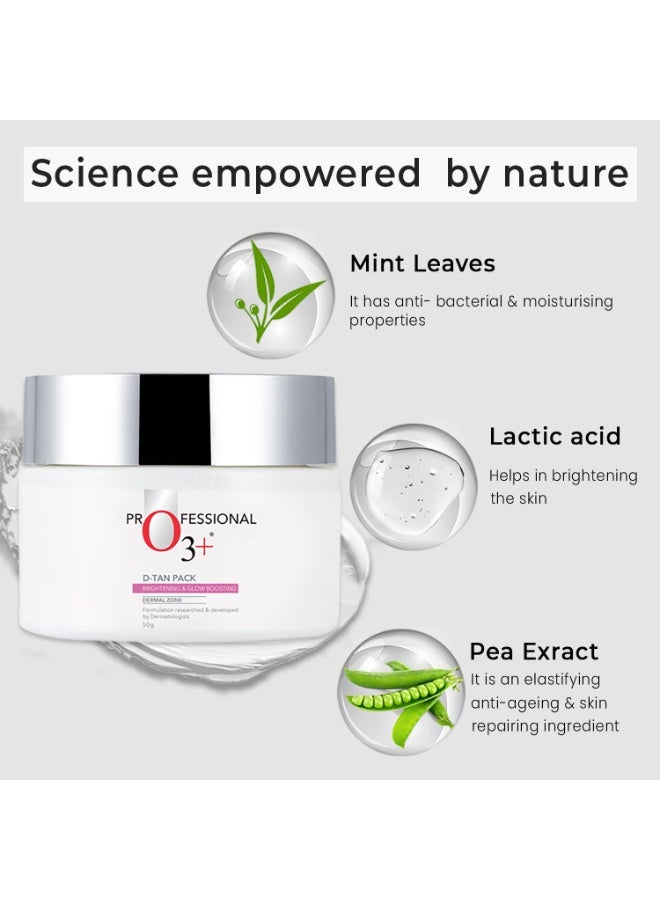 O3+ D-TAN Pack for Instant Tan Removal & Sun Damage Protection Infused with Mint and Eucalyptus Oil Ideal for All Skin Types 50g - Image 4