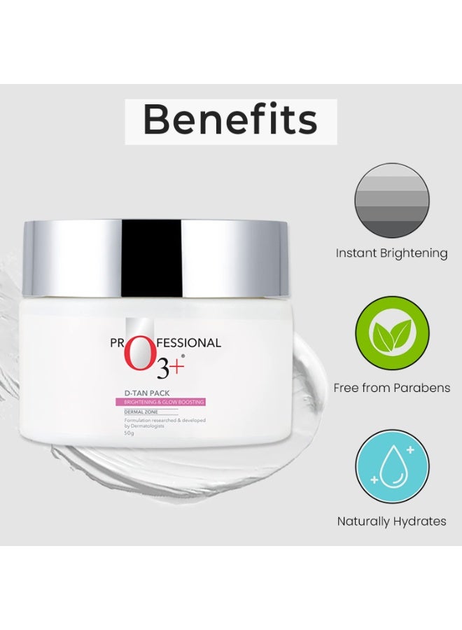 O3+ D-TAN Pack for Instant Tan Removal & Sun Damage Protection Infused with Mint and Eucalyptus Oil Ideal for All Skin Types 50g - Image 2