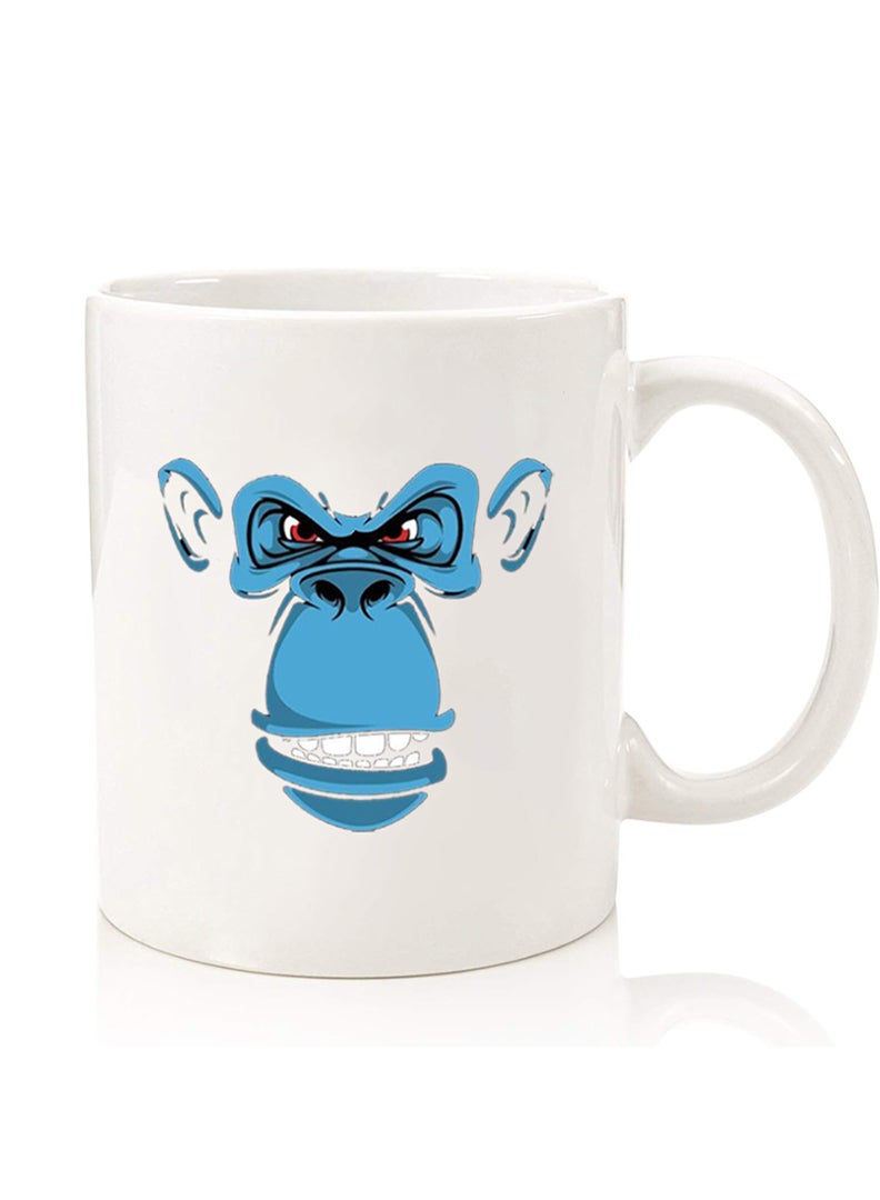 Theodor Premium Quality Two Sided Printed Coffee Mug Tea Cup For Home Office, Kids Men Women Blue monkey face - Image 1
