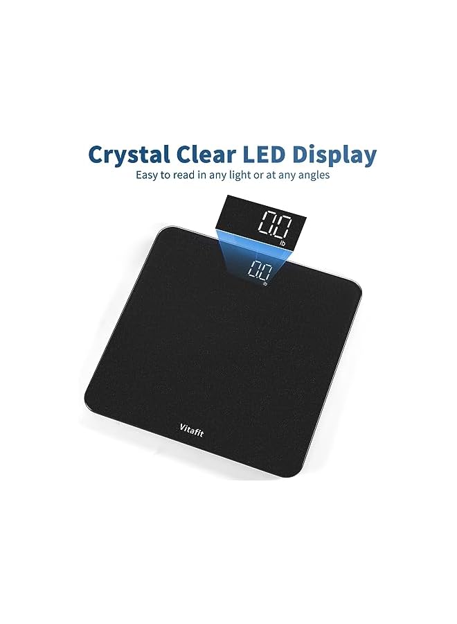 Vitafit ميزان حمام رقمي فيتافيت لقياس الوزن، احترافي منذ 2001، شاشة LED واضحة ونظام تشغيل بالخطوات، 3 بطاريات AAA مرفقة، 400 رطل/180 كجم، لون فضي ورمادي - Image 5