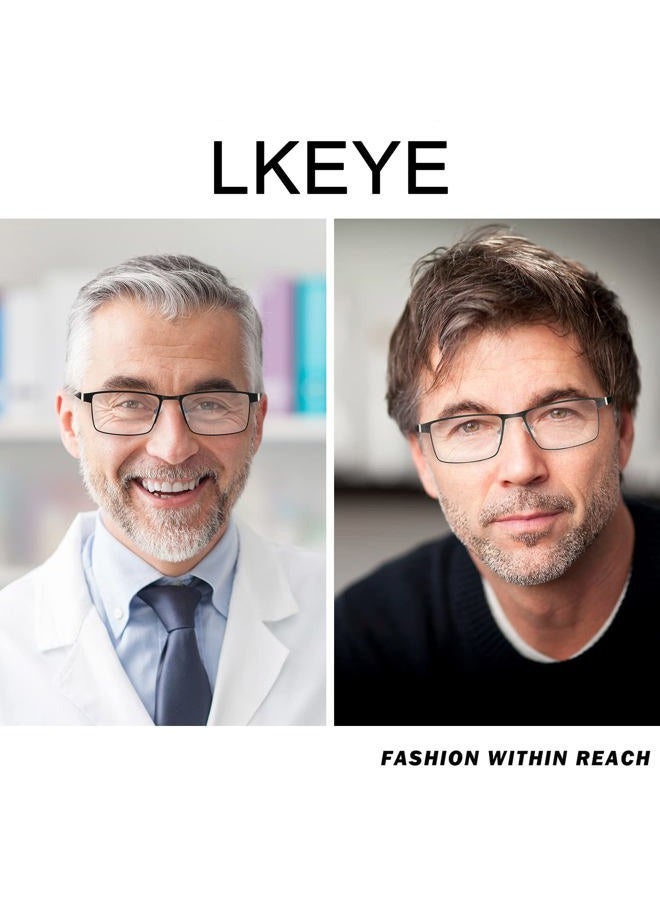 LKEYE Bifocal Reading Glasses for Men Blue Light Blocking Computer Readers Lightweight Metal Frame Eyewear Spring Hinge 2PACK 2.5 - Image 2