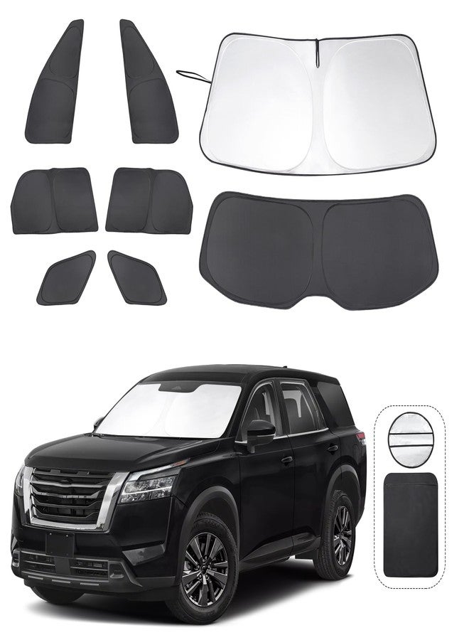 TINGLU Window Shades for Nissan Pathfinder 2022-2025 Accessories Car Side Full Windows Rear Triangular Windshield Sun Shade Sun UV Rays & Privacy Protection for Camping,Napping,and Relaxing 8PCS - Image 1