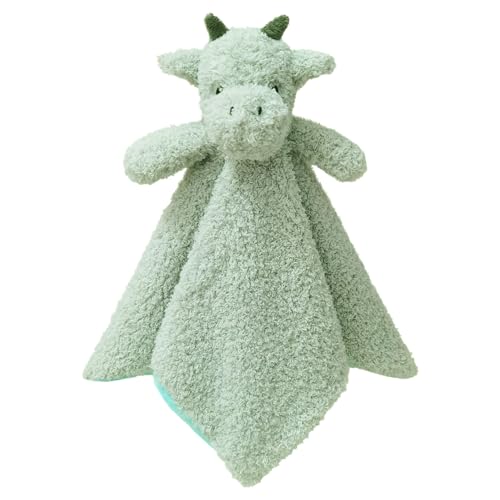 Doindute Baby Green Dragon Soft Stuffed Animal Security Blanket Plush Dinosaur Character Lovey Blanket Baby ShowerNursery Gift Newborn Infant Toddler Snuggle Blankie for Boys Girls 14 Inches - Image 1