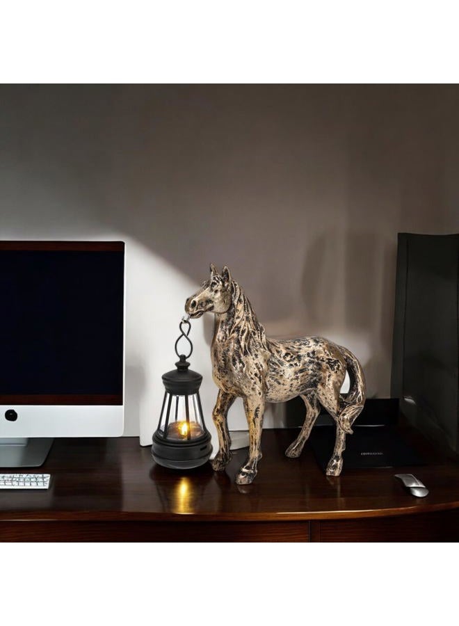 BuleVina Solar Garden Horse Figurines Outdoor Decor, Horse with Solar Lantern, Farmhouse Horse Statue, Whimsical Horse for Indoor Home Décor, Housewarming Gift for Mom Grandma (Bronze Color) - Image 3