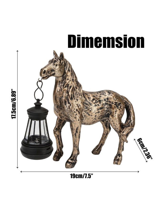 BuleVina Solar Garden Horse Figurines Outdoor Decor, Horse with Solar Lantern, Farmhouse Horse Statue, Whimsical Horse for Indoor Home Décor, Housewarming Gift for Mom Grandma (Bronze Color) - Image 2