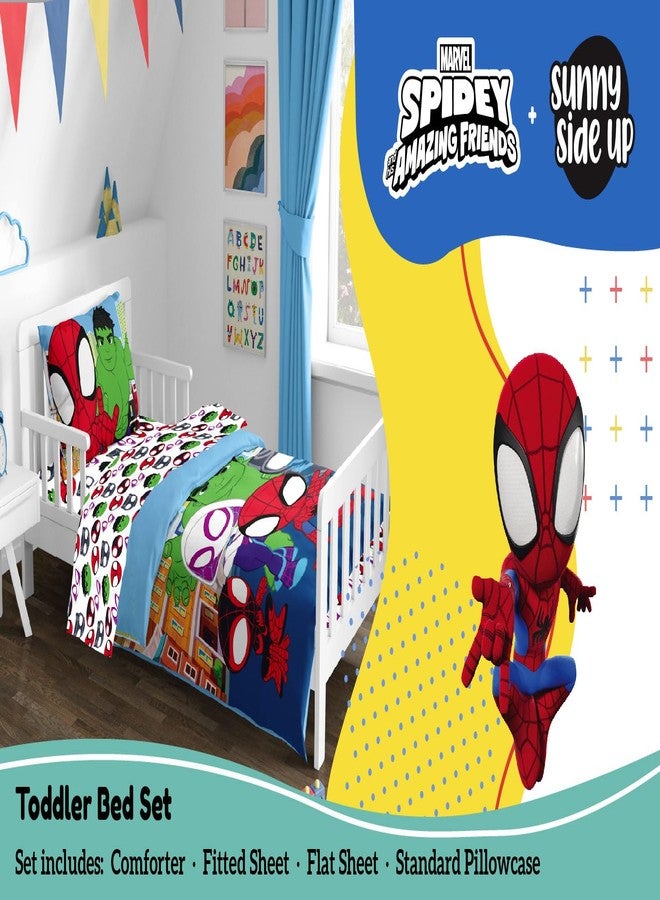 Sunny Side Up Marvel Spidey & His Amazing Friends Toddler Comforter Set - 4 Piece Preschool Bedding Includes Comforter, Sheets & Pillow Cover - Super Soft Superheroes Microfiber Bed Set - Image 2