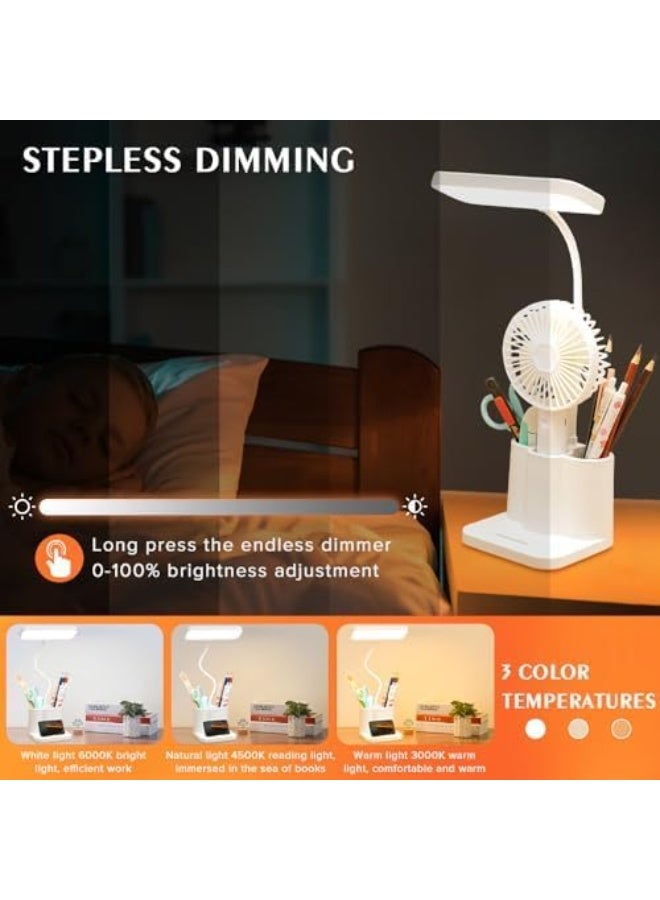 مصباح طاولة LED قابل للتعتيم - سطوع قابل للتعديل مع 3 أوضاع ألوان، مصباح مكتب يعمل باللمس مريح للعين للمنزل والمكتب وغرفة النوم والدراسة والقراءة (مع حامل أقلام) - Image 2