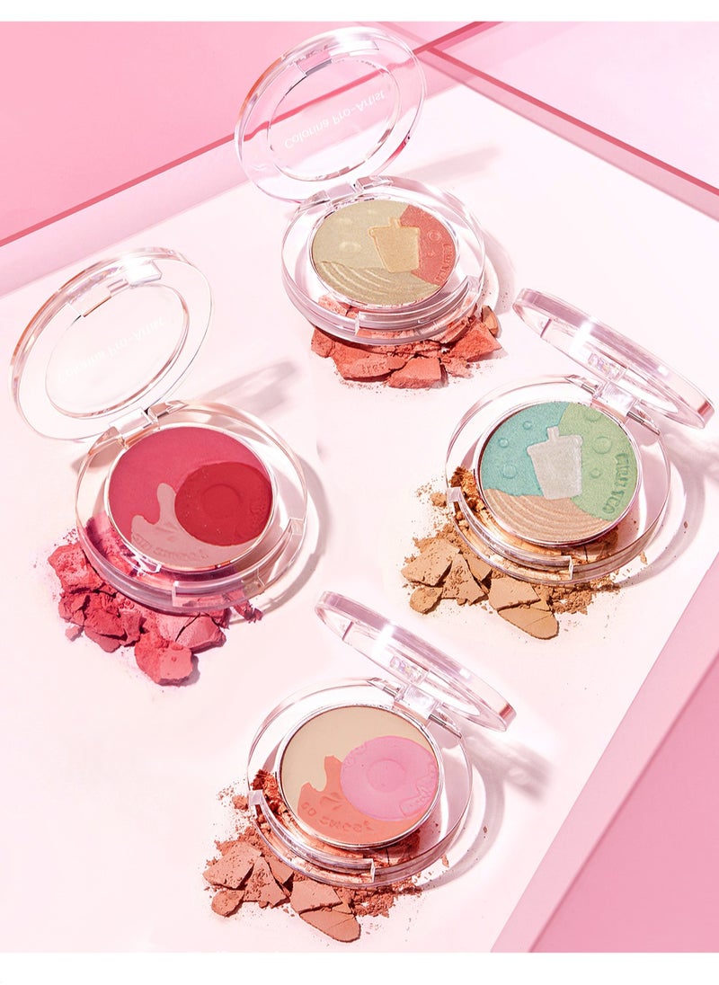 COLORINA 4 Pcs Multi-Colored Blush Powder Set, Long Lasting Contour and Highlighter Palette, Matte & Shimmer Finishes, Long Wearing Lightweight Makeup Gift Kit for Cheek & Eye  - Image 2