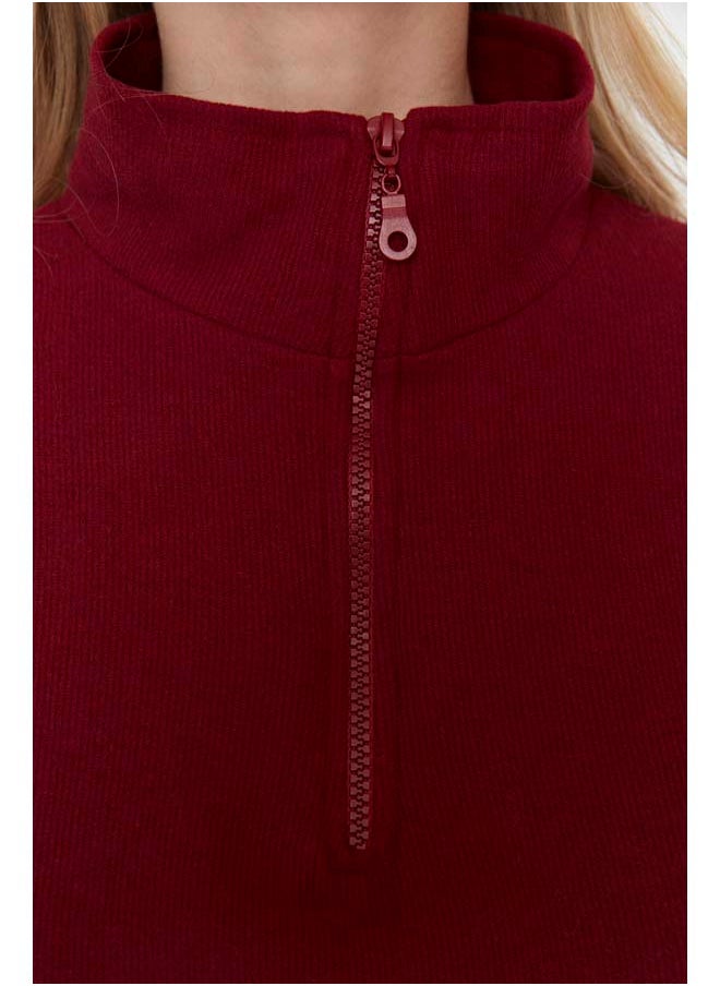 Burgundy Thessaloniki/Knitwear Look Zippered Collar Regular/Regular Fit Knitted Sweatshirt TWOAW22SW0732 - pzsku/ZECDE9455BF7C45E4D1C2Z/45/_/1737375908/5b52309e-5010-44e3-a091-0630558af0b0