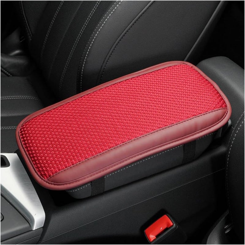 Bittwee Car Center Console Cushion Cover, Auto Armrest Storage Box Mat, Leather Armrest Seat Box Cover Protector, Universal Center Console Armrest Cover, Interior Protection for Most Car（Red） - Image 1
