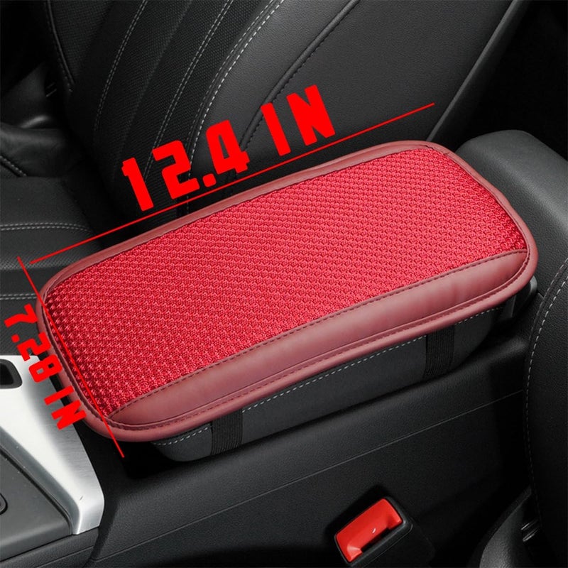 Bittwee Car Center Console Cushion Cover, Auto Armrest Storage Box Mat, Leather Armrest Seat Box Cover Protector, Universal Center Console Armrest Cover, Interior Protection for Most Car（Red） - Image 2