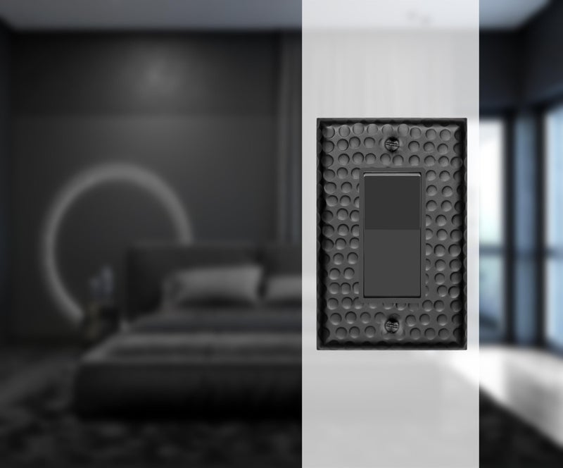 Monarch Abode 1-Gang Rocker Wall Plate, Hand Hammered Decorator Metal Single Switch Wall Plate, Decorative Light Switch Cover Plate for Electrical Outlet, Matte Black, Pack of 2 - Image 2