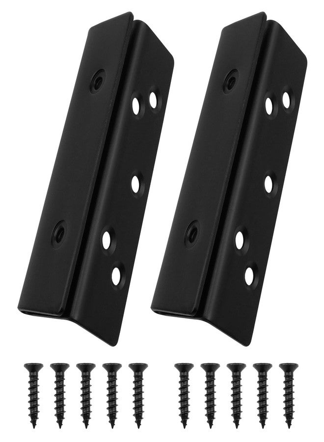 Dsjnf Bed Frame Bed Post Double Hook Slot Bracket Bed Hardware Bracket Bed Frame Hook Heavy Duty Bed Hardware Plate Slot Attachment Bracket Bed Accessories for Wooden Bed Black 2pcs, DJF-41678 - Image 1