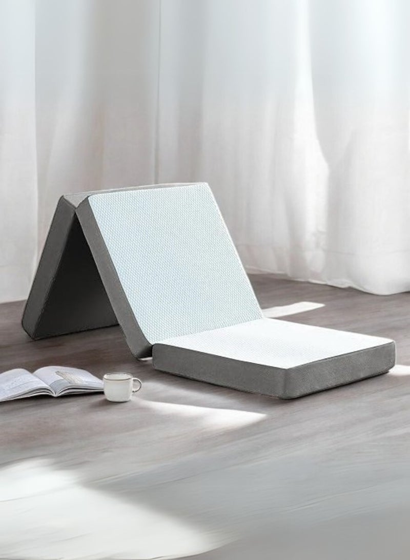 The Home Mart The Tri-Folding Foam Mattress, Play Mat, Foldable Bed, Guest Beds, Portable Floor Guest Bed with Removable Cover (10cm, Single: L180 x W90) - Image 1