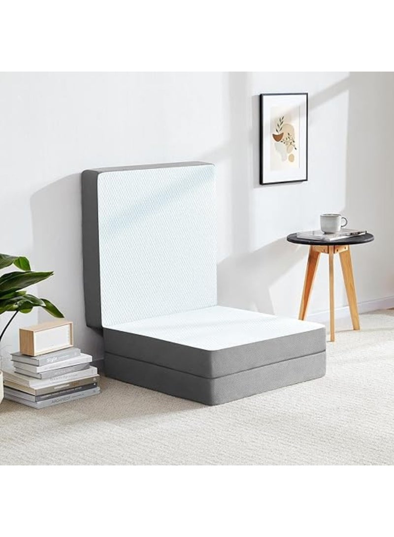 The Home Mart The Tri-Folding Foam Mattress, Play Mat, Foldable Bed, Guest Beds, Portable Floor Guest Bed with Removable Cover (10cm, Single: L180 x W90) - Image 5